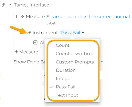 instrument dropdown