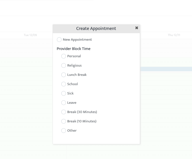 provider blocked time
